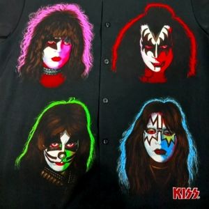 *Sold on eBay* Vintage Kiss Double Sided 4 Faces Button Down 2001 Shirt Sz XL